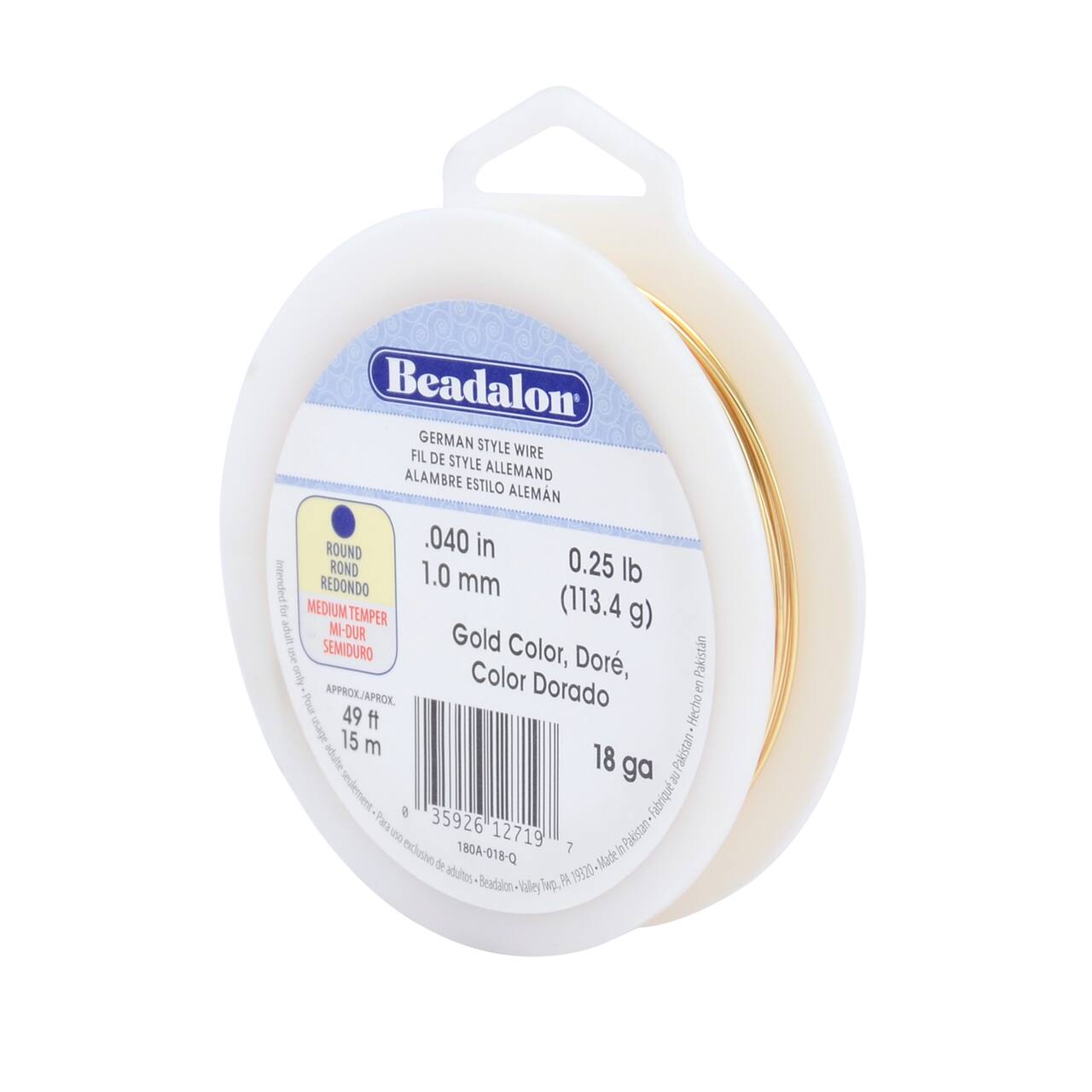 Beadalon® 18 Gauge Gold Round German Style Wire